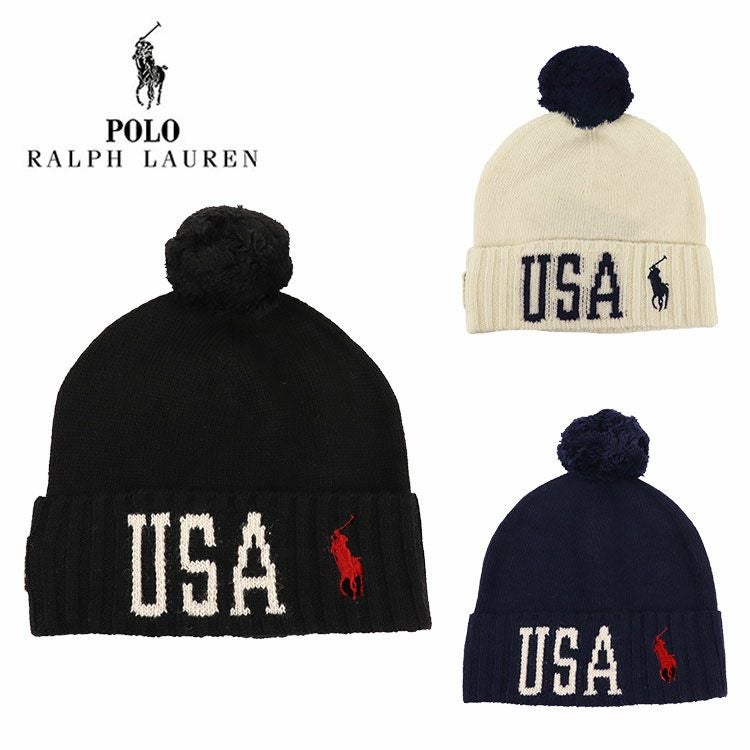 ポロ・ラルフローレン ニット帽 メンズ レディース ボンボン付き USA