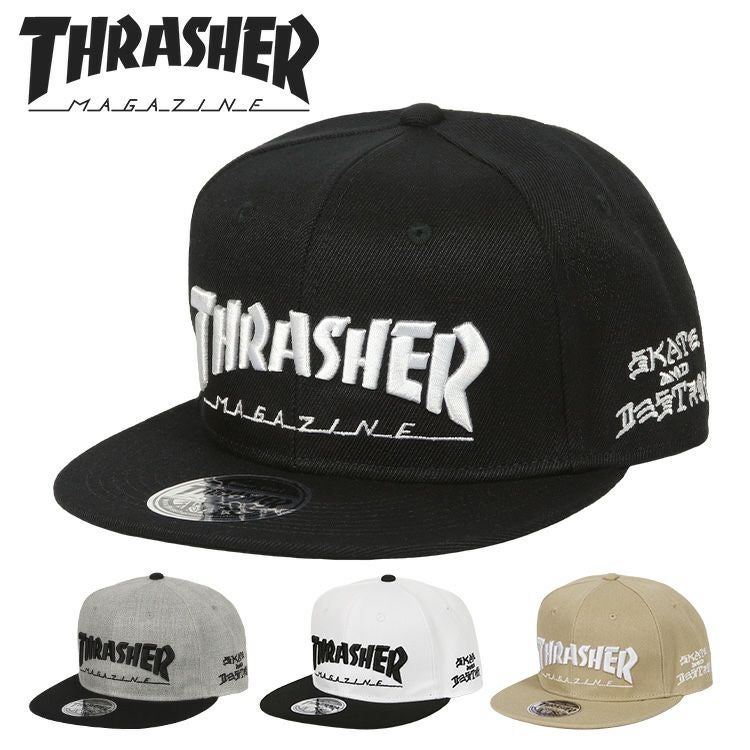 80's THRASHER スラッシャー 黒 スナップバック トラッカーキャップ THRASHER（スラッシャー） Thrasher Magazine(US企画)スナップバック