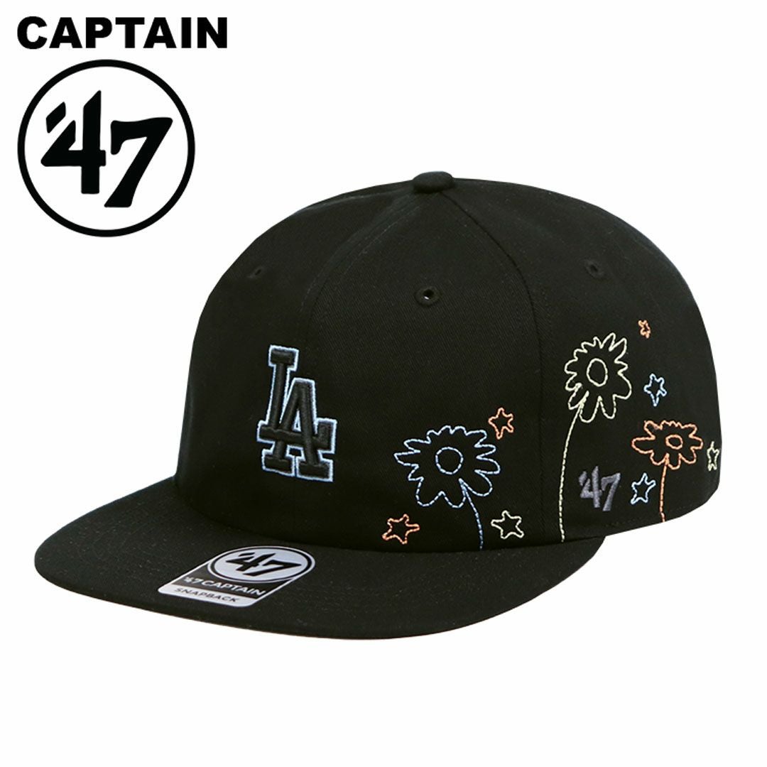 MC LA DODGERS 47 QUILL CAP BLACK 帽子 刺繍 黒 47 キャップ ロサンゼルス・ドジャース LA メンズ レディース 帽子